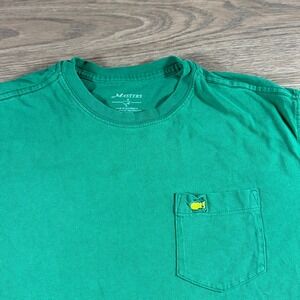 Masters Tournament Men's Golf T-Shirt 100% Cotton Green Pocket S Embroidered